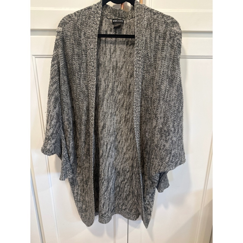 Wet Seal Women's Marled Knit Open Front Cardigan Sweater size medium casual gray